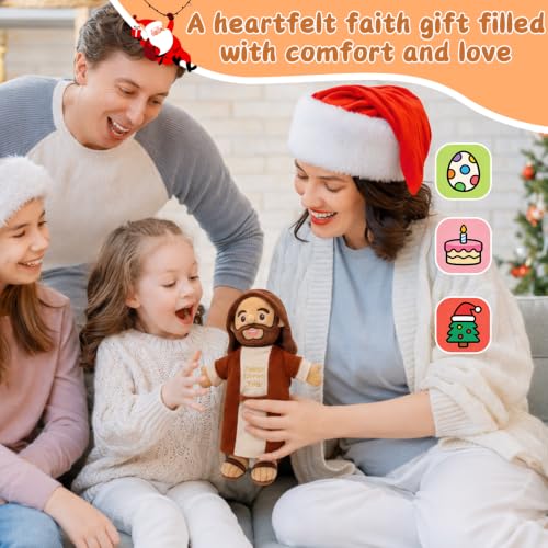 Speaking Jesus Doll - Speaks 36 Bible Verses & 10 Songs, 13” Talking Plush - color: Red