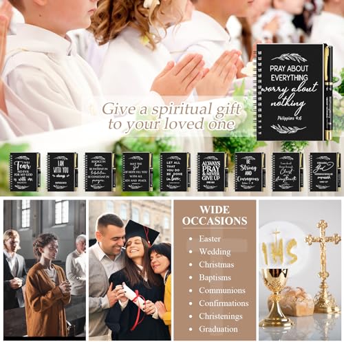 Kosiz 60 Pcs/30 Set Christian Gift Bulk Spiral Notebook and Pen, Black - color: Black