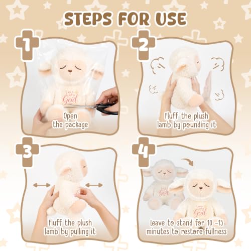 Praying Sheep Baptism Gift for Girls Newborn Baby 15in - color: Chid of God (Pink)