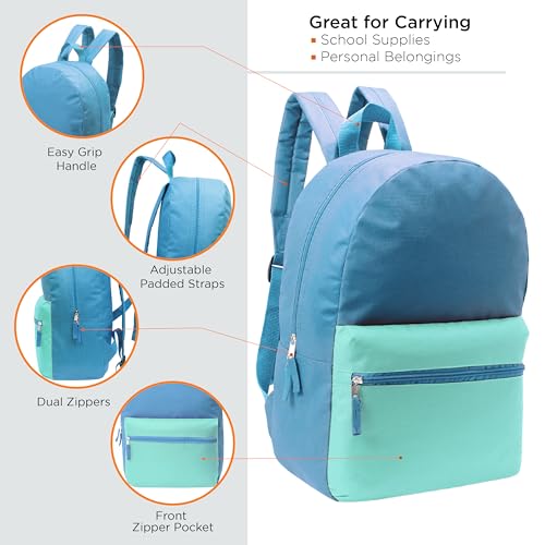 12 Packs 17" Bulk Backpacks with 34 Piece School Supply Kit, 12 Colors - color: 2 Tone, size: 34 Piece SS Kit