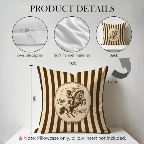 Vintage Western Cowboy Pillow Cover 18x18 Double-Sided - color: Color-20