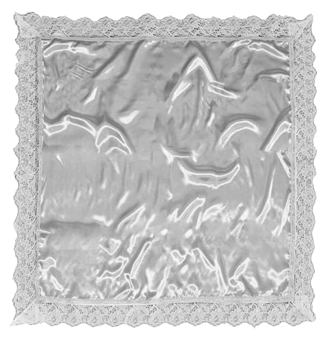 26'' lap scarf silk feeling fabric lap scarves with lace trims lap handkerchief lap covers lap skirts for women in church - color: White