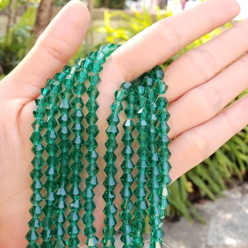250pcs Czech 6mm (0.24 Inch) Faceted Bicone Crystal Glass Loose Beads Spacer Bulk Emerald Green for DIY Craft Jewelry Making CCB624 - color: Emerald Green, size: 6mm - 250pcs