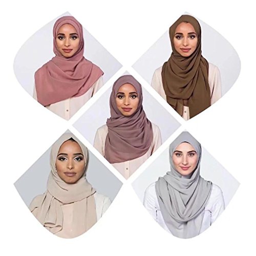 LMVERNA Solid Color Bubble Chiffon Scarf for Women Fashion Soft Hijab Long Scarfs Wrap Scarves - color: Light Pink