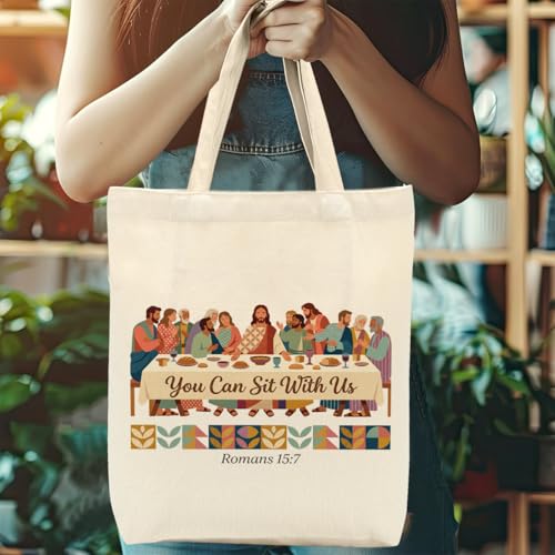 Faith Canvas Tote Bag, Christian Gifts for Women Girls Mom Sister Inspirational Bible Verse Birthday Christmas - color: Christian 824
