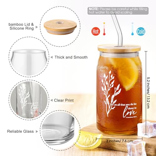 Fumete 6 Sets Christian Gift Sets Women Glass Cup, Boho, White - color: White, size: Boho