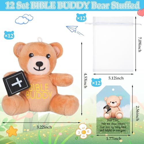 Silipull 12 Pcs Bible Prayer Buddies Stuffed Bears Religious Plush Gifts - style: Prayer Buddies