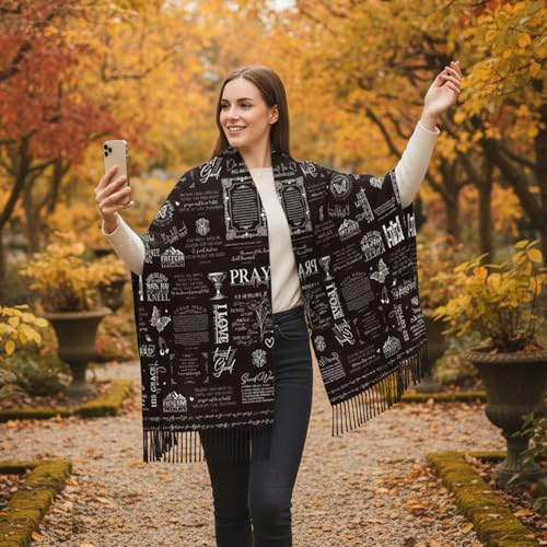 The Virgin Mary Bible Verse Shawls for Women, Catholic Christian Blanket Scarf Gifts or Mom Teacher Christmas - color: Multicolor