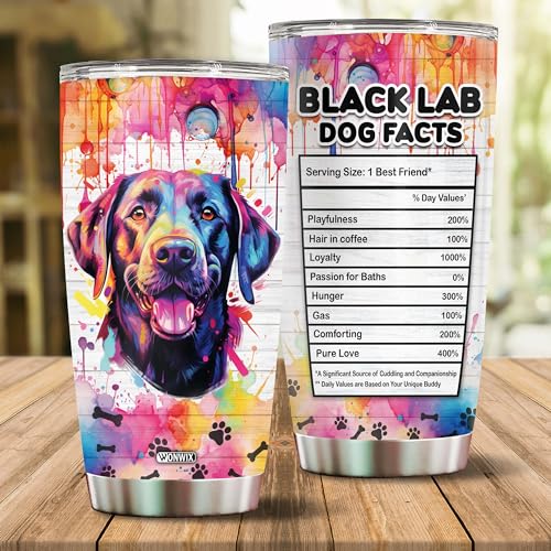 Gifts for Black Lab Lovers 20 Oz Stainless Steel Tumbler Travel Coffee Mug Gift Ideas for Dog Lovers Owners Funny Facts Water Bottle - color: Black Lab