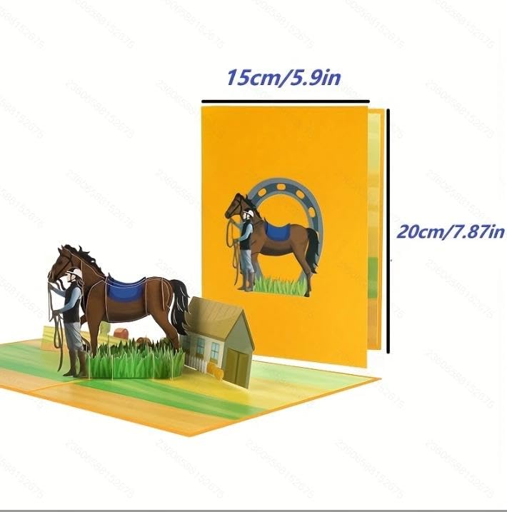 3D Pop Up Interesting Cards for men - horsemanship Greeting Card - color: Equitation