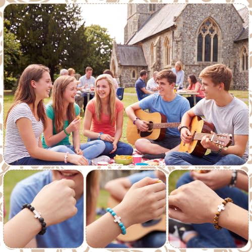 Kingdder 16 Set Christian Cross Beaded Bracelets Bulk Religious Gifts