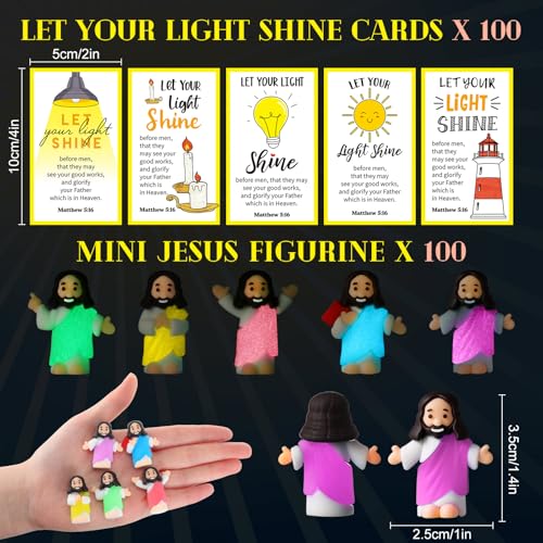 CroBlissful 100 Sets Mini Jesus Figurines Glow in Dark, Multiple Styles - style: Multiple Styles