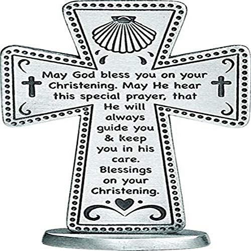 Cathedral Art (Abbey & CA Gift Christening Standing Cross, 3-Inch High, Silver - style: Christening