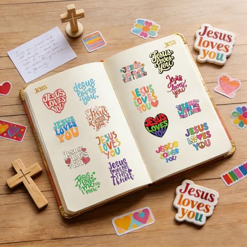 Jesus Loves You Stickers - 100 Pcs Christian Bible Verse Decals - color: Jesus Loves You