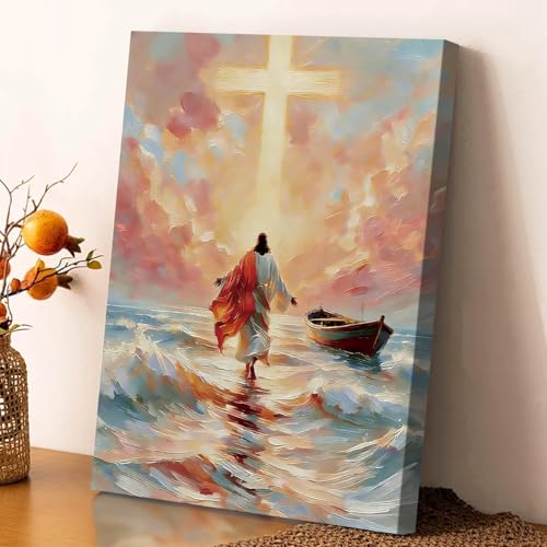 Jesus Wall Art Canvas Prints Watercolor Christian Spiritual Wall Decor,Modern Religious Framed Art Poster Living Room Bedroom Church Home Wall Decorations(12x16inch) - color: Jesus Wall Art Canvas Prints (Ready to Hang)