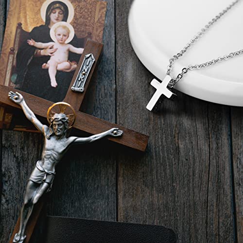 TEMICO Tiny Simple Cross Pendant Necklace for Children Boys Girls Teenage - color: Silver