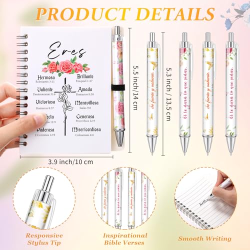 Colarr 24 Sets Spanish Christian Notebooks Bulk for Women Pen and Notebook Gift Set Regalos Cristianos En Español Religious Prayer Scripture Christmas Christian Gift with Bible Verse(Eres) - style: Eres