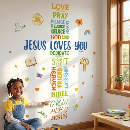 DECOWALL Jesus Loves You Bible Verse Quotes Wall Stickers Decals (DS9-8096)