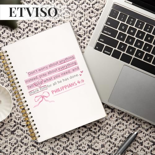 ETVISO Pink Christian Notebook, PHILIPPIANS 4:6 Christian Journal for Women, Scripture Notebook, Bible note taking, Bible Journal, Hardcover Spiral Notebook 80 Sheets -160 Pages 5.5x8.3 Inch - color: 02-Bible(PHILIPPIANS 4:6)