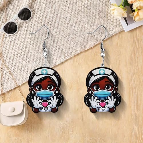Christian Statement Earrings for Women, Acrylic Dangle Earrings, Lightweight Comfortable, Non Tarnish Hooks, Faith Jewelry, Religious Gift for Women - color: Black Girl