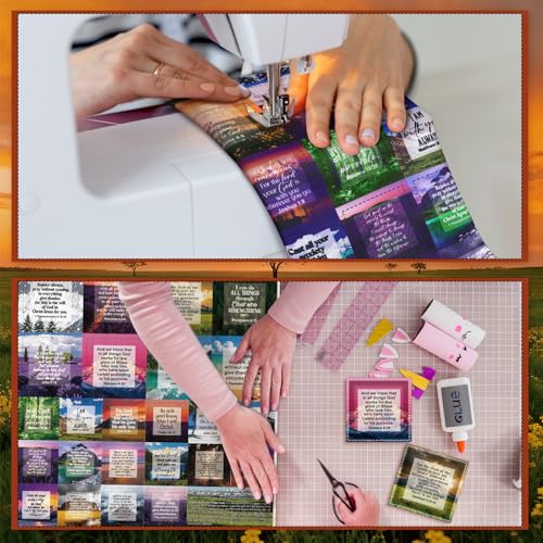 Fanfanwin 38 Sets Prayer Quilt Squares with Crosses, Scenery, Brown - color: Brown, style: Scenery