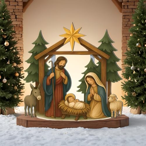 Cinnvoice Large Christmas Metal Yard Stakes Christmas Garden Stakes Waterproof Xmas Outdoor Yard Decor with Stake for Xmas Holiday Lawns Outdoor Decor(Nativity Scene) - style: Nativity Scene