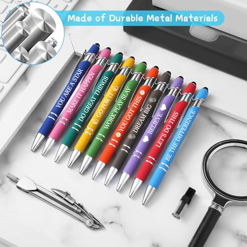 10Pcs Ballpoint Pen with Stylus, Vivid Color, Motivational Verse - style: Motivational Verse