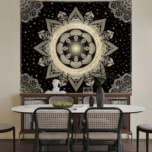 Apdidl Mandala Black Tapestry for Bedroom, Boho Hippie Ceiling Tapestries - color: Mandala Black Tapestry, size: 60"L x 51"W