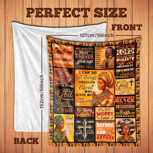Christian Gifts for Women, African American Christian Blanket 60"x50" - color: Christian Gifts, size: 60"x50"
