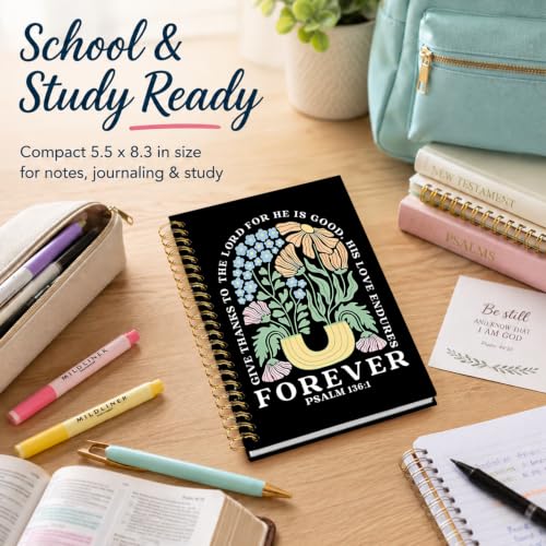 Christian Boho Floral Notebook, Religious Scripture Journal Gifts - color: The Black Bible