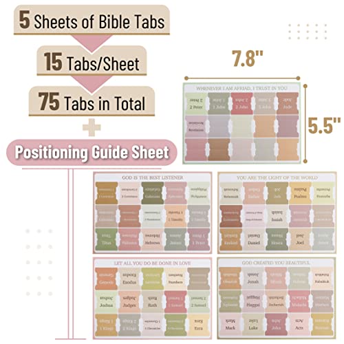 Mr. Pen- Bible Tabs, 75 Boho Theme Laminated Tabs for Women and Men - color: Boho
