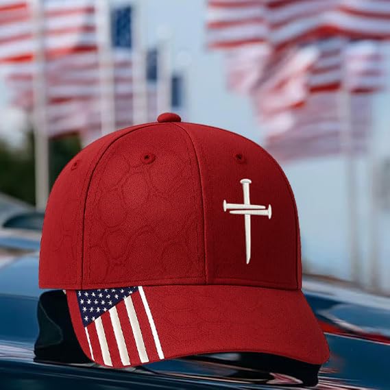 Christian Hats for Men, Three Nails Cross Embroidered Faith Baseball Cap - color: White