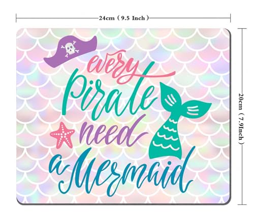 TSSOHU Every Salty Pirate Needs a Mermaid Inspirational Quote Mouse Pad for Office Computers&Laptop with Designs Printed, Non-Slip Rubber Base Mousepad Gaming Mouse Pads,9.5x7.9x0.12 Inch, WMJMP2438 - color: WMJ138