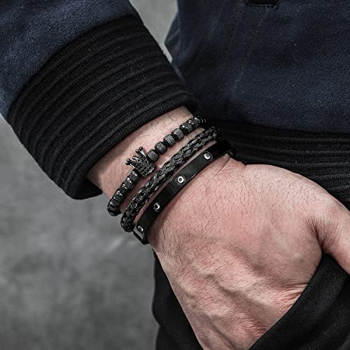 WFYOU Stainless Steel Bracelets for Men Gold Cuff Bracelet Birthday Gifts - color: Black 11
