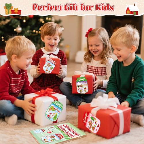 CY2SIDE Christmas Snowy Jar Scene Sticker - 12 Set Red and Green Winter Sticker Art Craft for Kids Holiday Project, Make a Snowy Jar Scene with Gingerbread House Snowman Stickers Games, Christmas Gift - style: Christmas jar