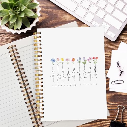 Floral Christian Scripture Journaling Notebook for Writing, Galatians 5:22-23 Bible Notebooks for Note Taking, Christian Gifts for Woman, Prayer Journal for Woman, Religious Spiral Notebook 5.5x8.3 Inch - color: 5:22-23 fresh flower