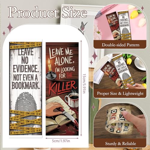 Wxiben True Crime Bookmarks Gifts - 100 Pcs Mystery Thriller Paper Bookmark Horror Book Marks Page Clips Reading Accessories for Women Men Book Lovers Students Teachers Bookish Office Supplies - color: True Crime