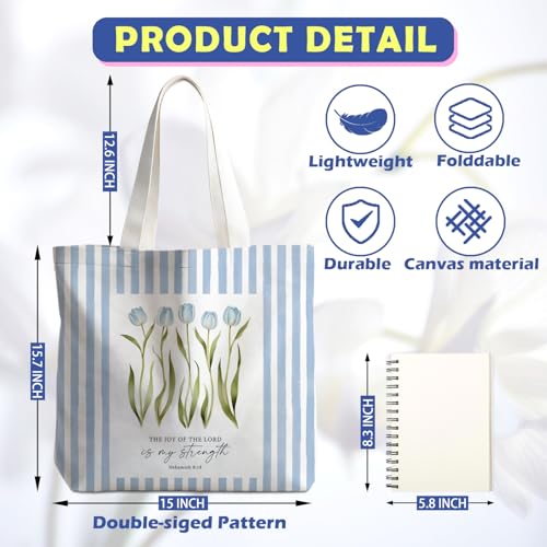 Christian Tote Bag - color: Blue Tulip-nehemiah 8:18