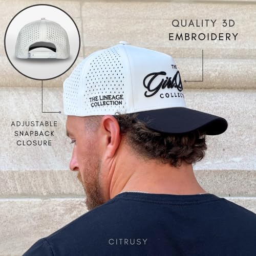 CITRUSY Athletic Trucker Golf Hat | Performance Mens 5 Panel Cap | Cool Breathable Waterproof Workout Running Snapback - color: Girl Dad | Black