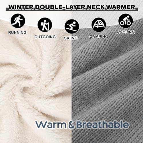 Chalier Infinity Scarf Neck Warmer, Fleece Lined Winter Scarves - color: B-grey