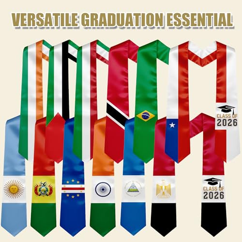 National Flag Graduation Stole Sash - 72" Long Unisex Honors Stole for Students - color: Argentine
