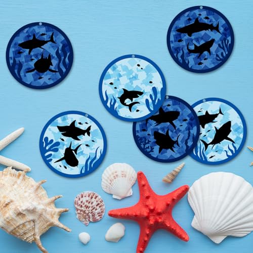 Motipuns 24 Sets Shark Craft Kits, DIY Ocean Hanging Ornaments Paper - style: Shark