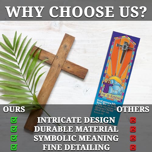 His is Risen Nail Cross Pin & Bookmarks - Set of 12 Each - Easter, Church and Sunday School Supplies