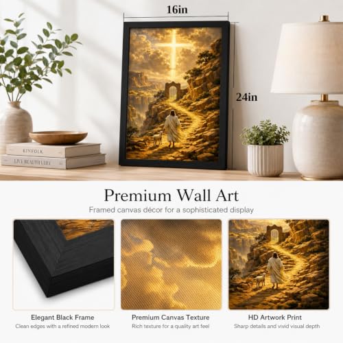 Framed Christian Canvas Wall Art 16x24 For Living Room Bedroom - color: Religion - 2, size: 16x24in