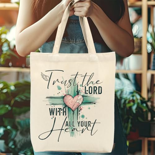 Faith Canvas Tote Bag, Christian Gifts for Women Girls Mom Sister Inspirational Bible Verse Birthday Christmas - color: Faith 807