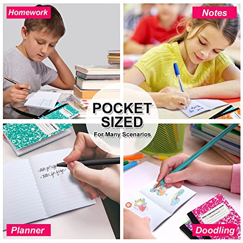 feela 70 Pack Mini Composition Notebook Bulk, Cute Pocket Composition Note Pad, Small Journal Notebooks for Students College School Supplies, 4.5" X 3.25", Narrow Ruled, 5 Pastel Marble Covers - color: 70 Pack 5 Pastel Colors