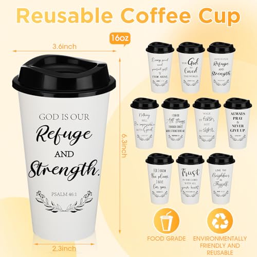 Skylety 20 Pack Christian Gifts Bulk 16oz Bible Verse Tumbler with Lids - color: White