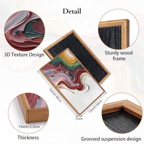 CHDITB 3D Textured Abstract Wave Framed Wall Art, Flowing Ribbon Painting - color: 3d Wave
