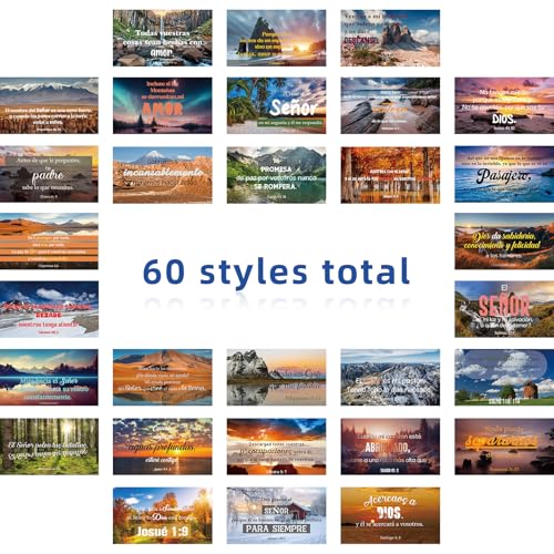 240 Pcs Spanish Bible Verse Cards Greeting Christian,Landscape - style: Landscape
