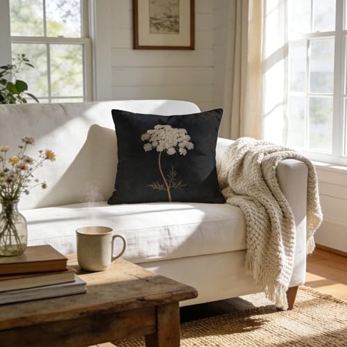 Vintage Moody Floral Throw Pillow Cover 18x18, Dark Academia Cottagecore Rustic Botanical Flower Decorative Pillow Covers for Home Living Room Bedroom Bed Couch - color: 15color